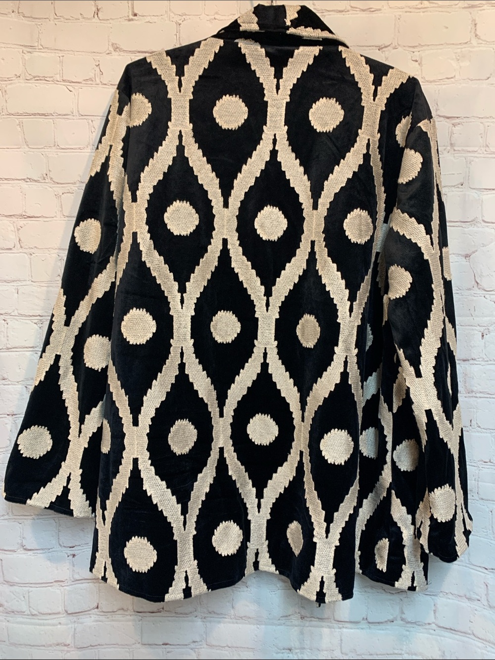 John Mark Velvet Black Cream Boho Jacket Size L - Picture 7 of 8